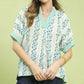 Teal Boho Contrast Trim Top