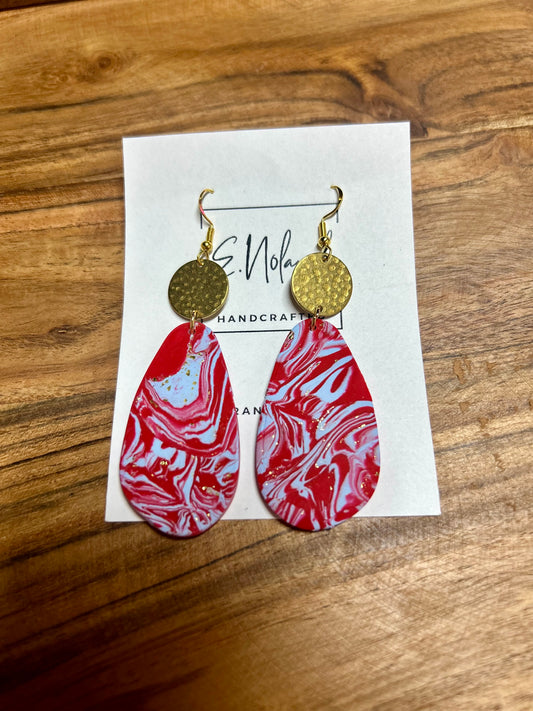 Red and Blue Abstract Earrings