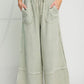 Faded Olive Mineral Washed Wide Leg Pants
