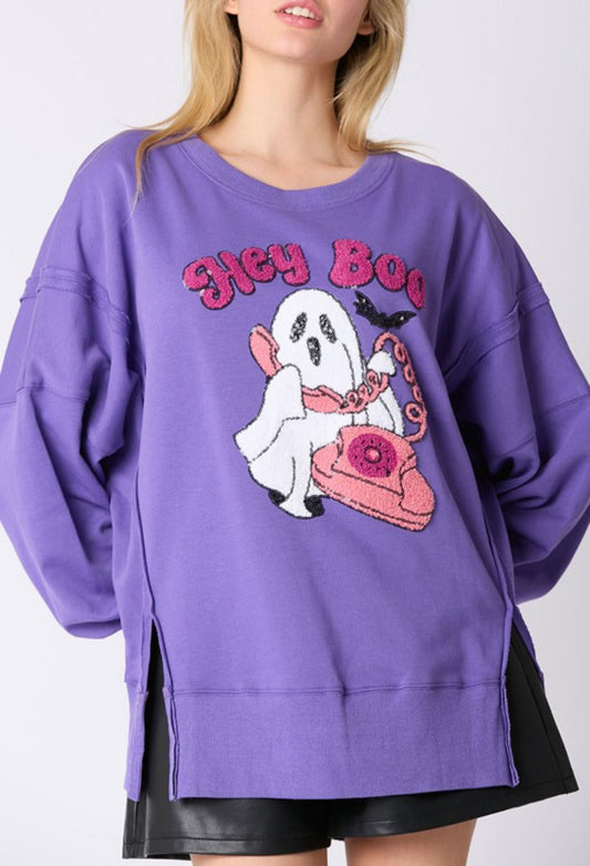 Purple “Hey boo” Sweatshirt