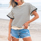 Striped Ruffle Sleeve Top