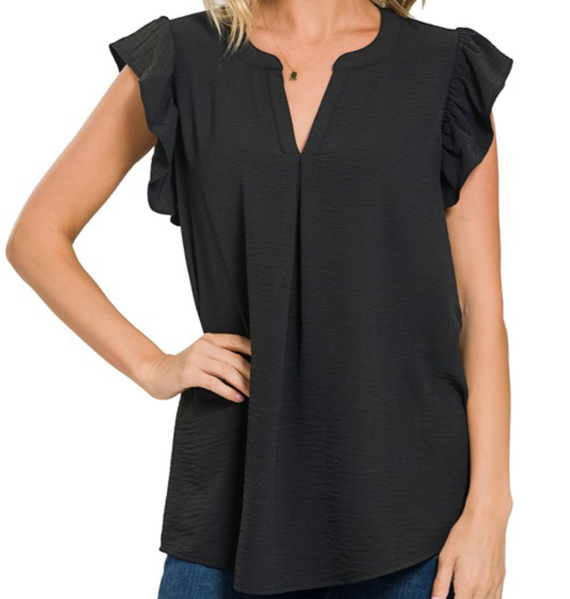 Woven Airflow Ruffled Top