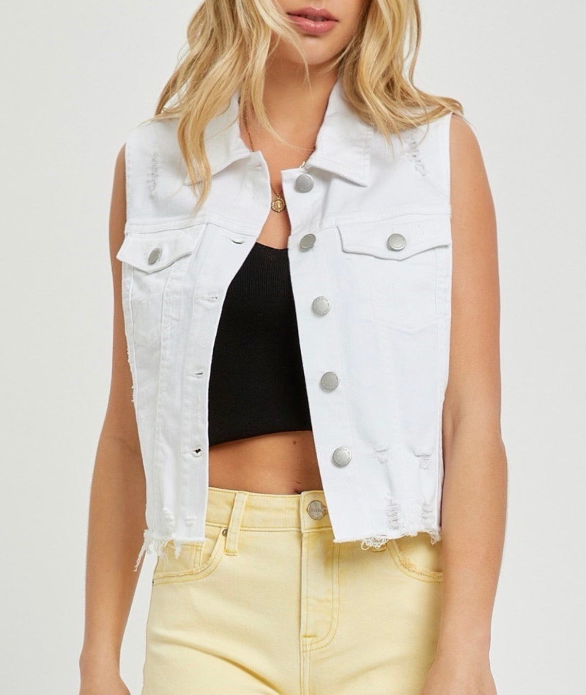 Distressed Cropped Vest