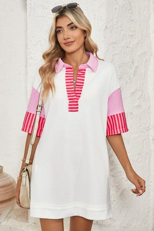 Patchwork Short Sleeve Dress