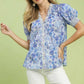 Blue Floral Mix Top