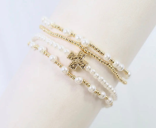 Gold and White Bracelet Set