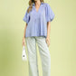 Smocked V-Neck Puff Sleeve Top