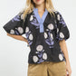 Navy Floral Puff Sleeve Top