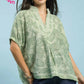 Botanical Print Mixed Trim Tunic Top