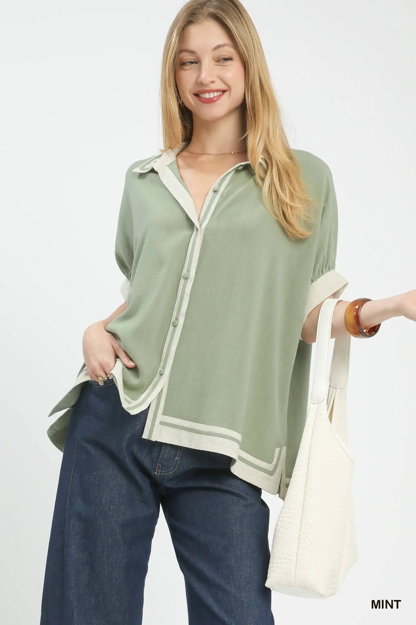 Linen Button Front Top