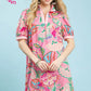 Pink Paisley Puff Sleeve Dress￼