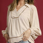 Leopard Trim Long Sleeve Top