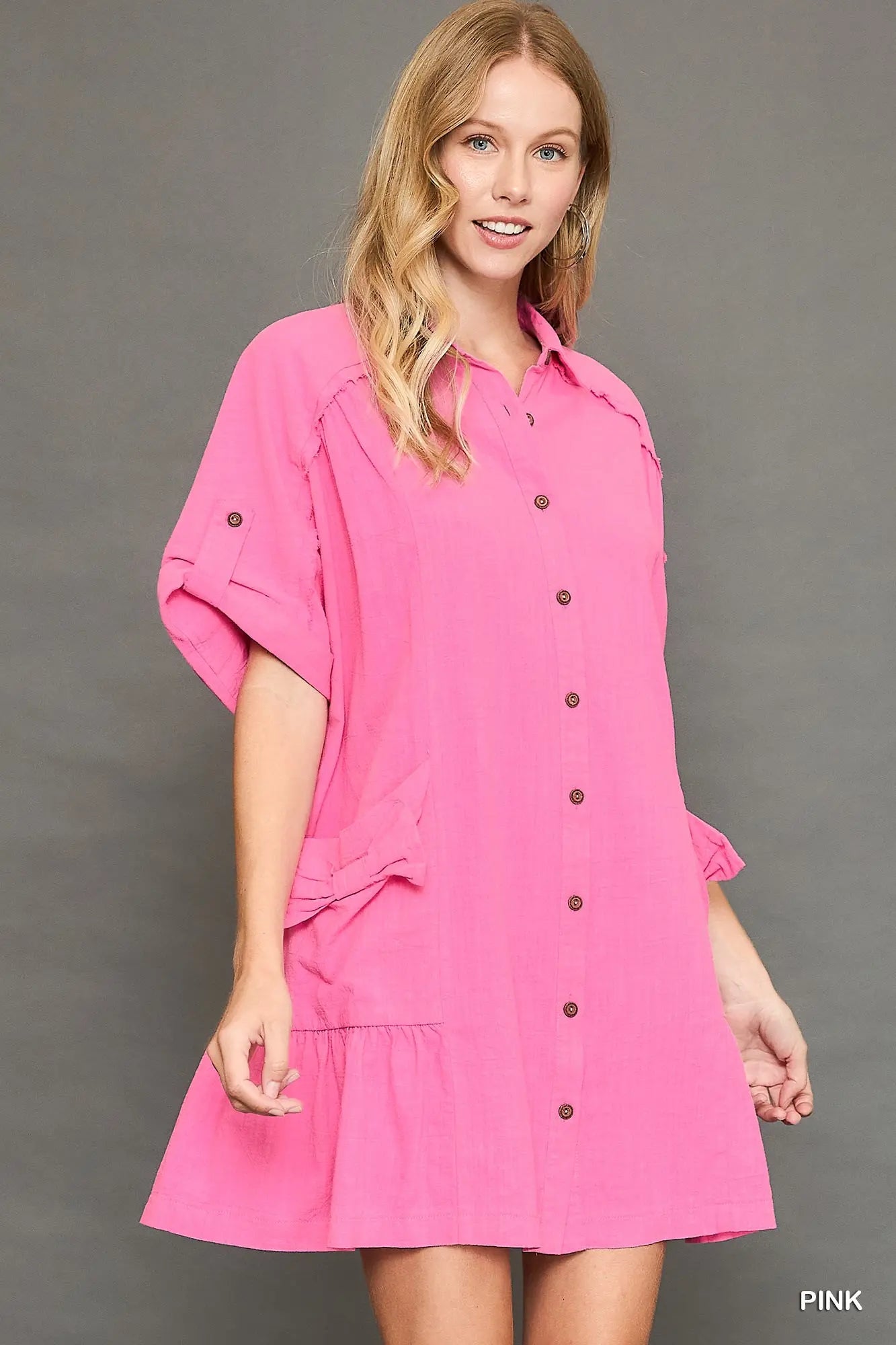 Pink Button Dress