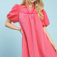 Pink Textured Babydoll Dress