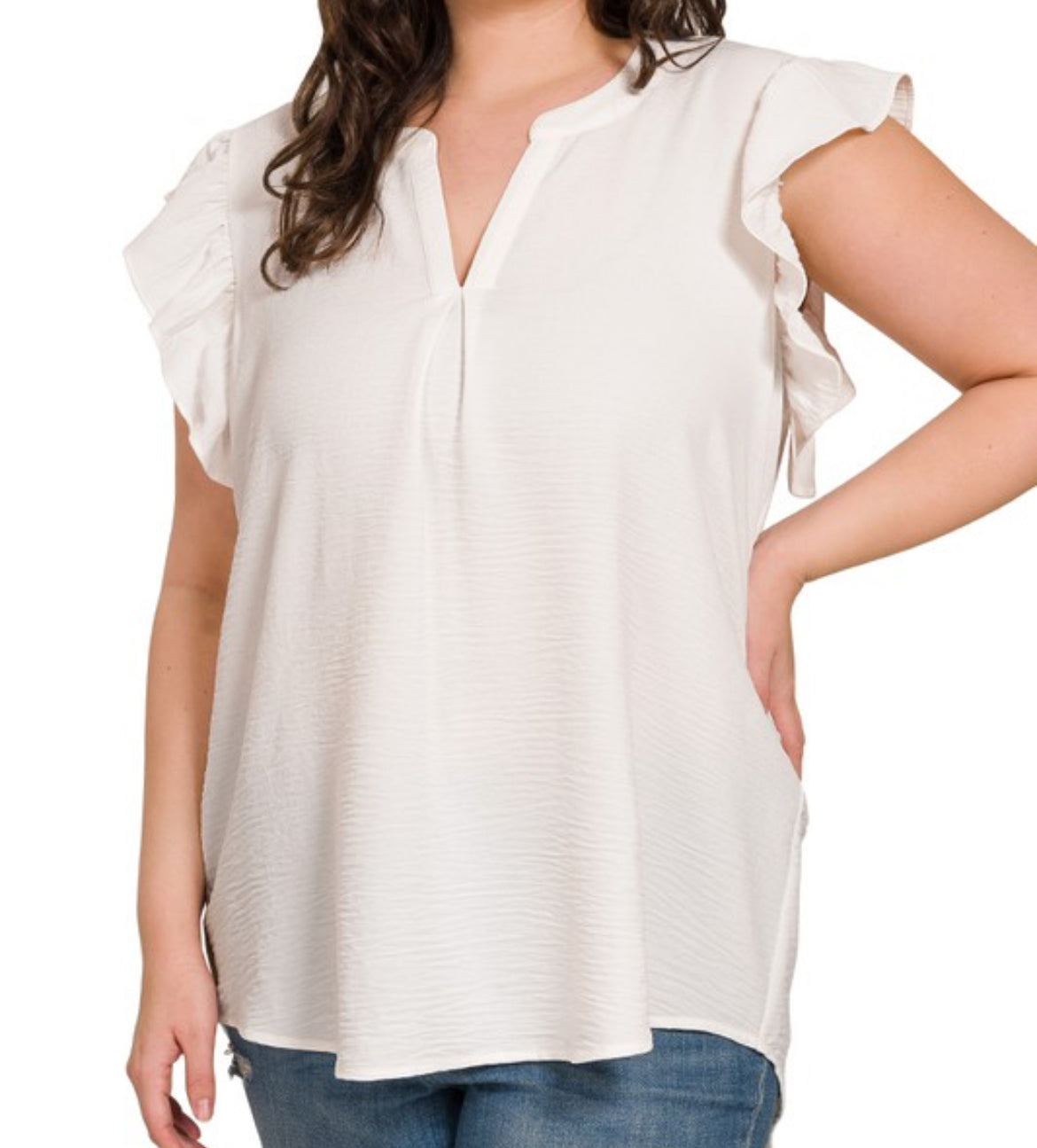 Plus Ruffled Sleeve Top