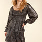Black Gold Foiled Cuff Long Sleeve Fit & Flare