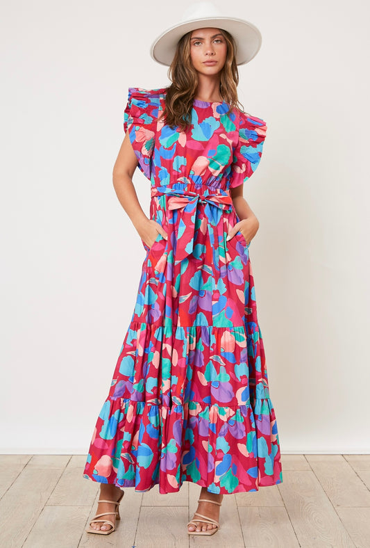 Plum Multi Print Dress