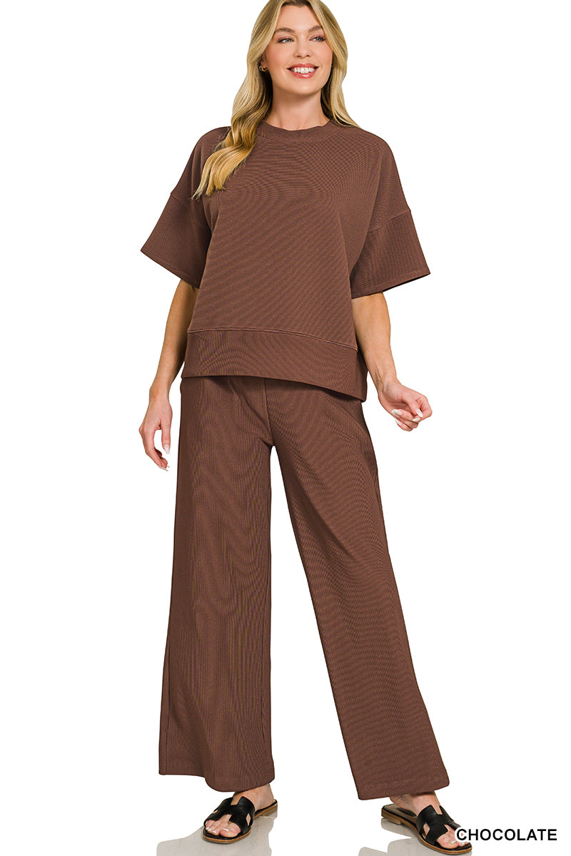 Short Sleeve Ribbed Set