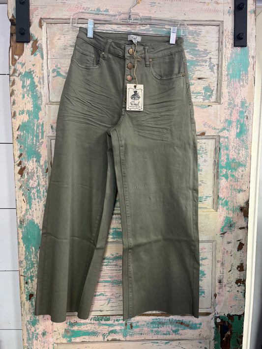 Faded Olive Wide Leg Trousers