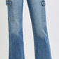 Light Wash Cargo Cuff Jeans