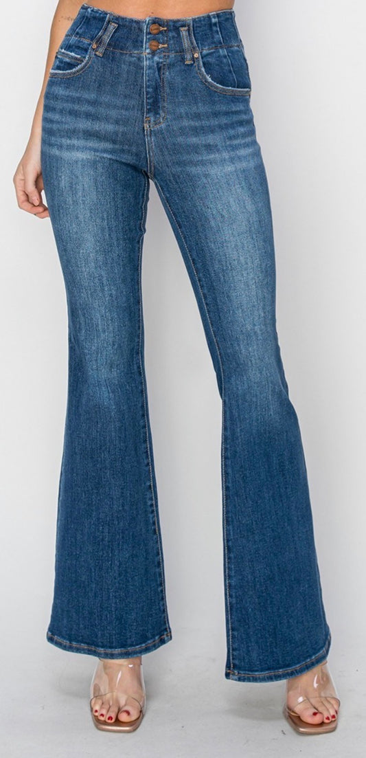 Dark High Rise Flare Jeans