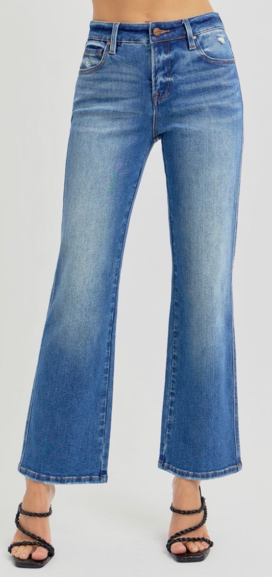 High Rise Ankle Straight Jeans