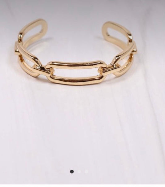 Gold Brome Link Cuff Bracelet