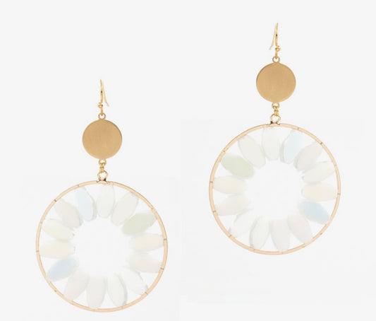 White Oval Earrings