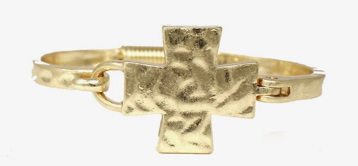 Hammered Cross Bracelet