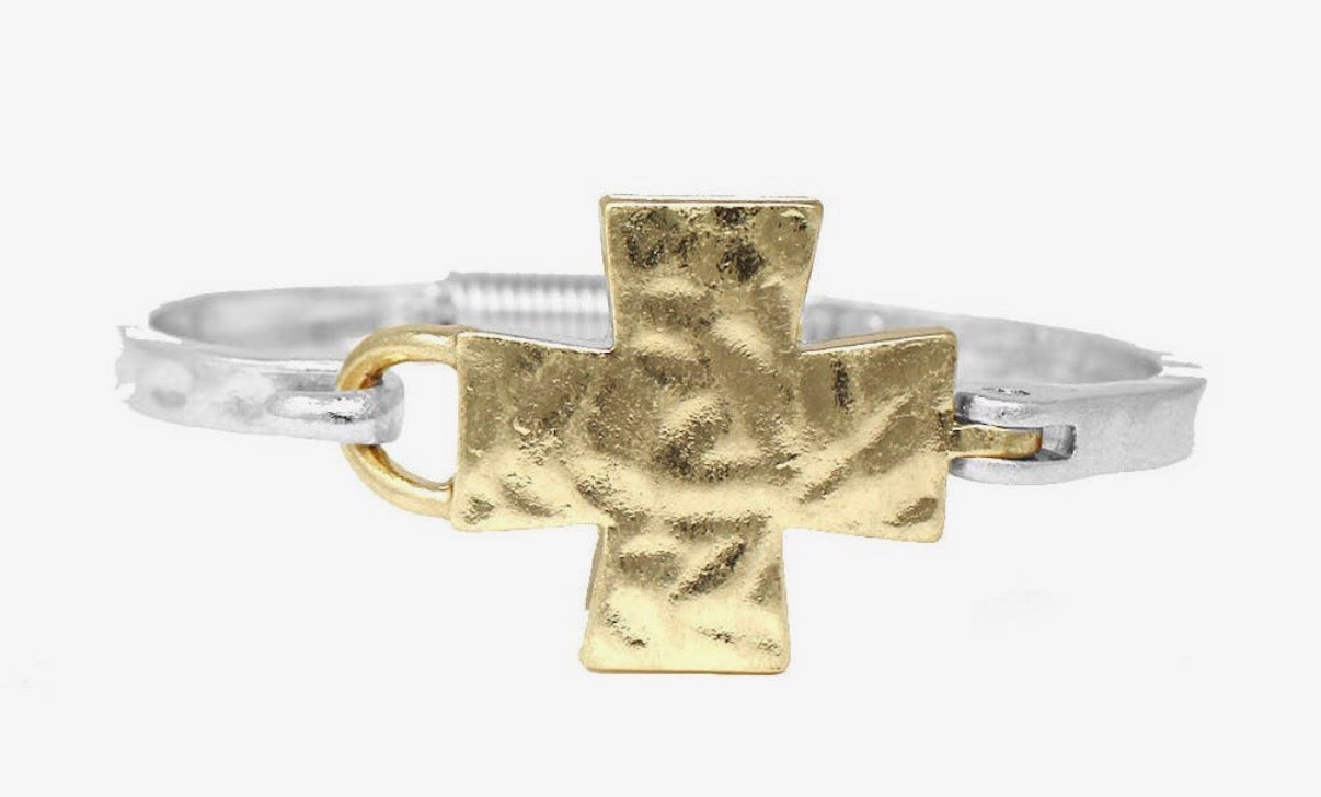 Hammered Cross Bracelet