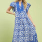 Abstract Two Tone Print Midi Dress