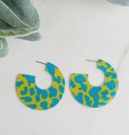 Yellow & Blue Hoop Earrings