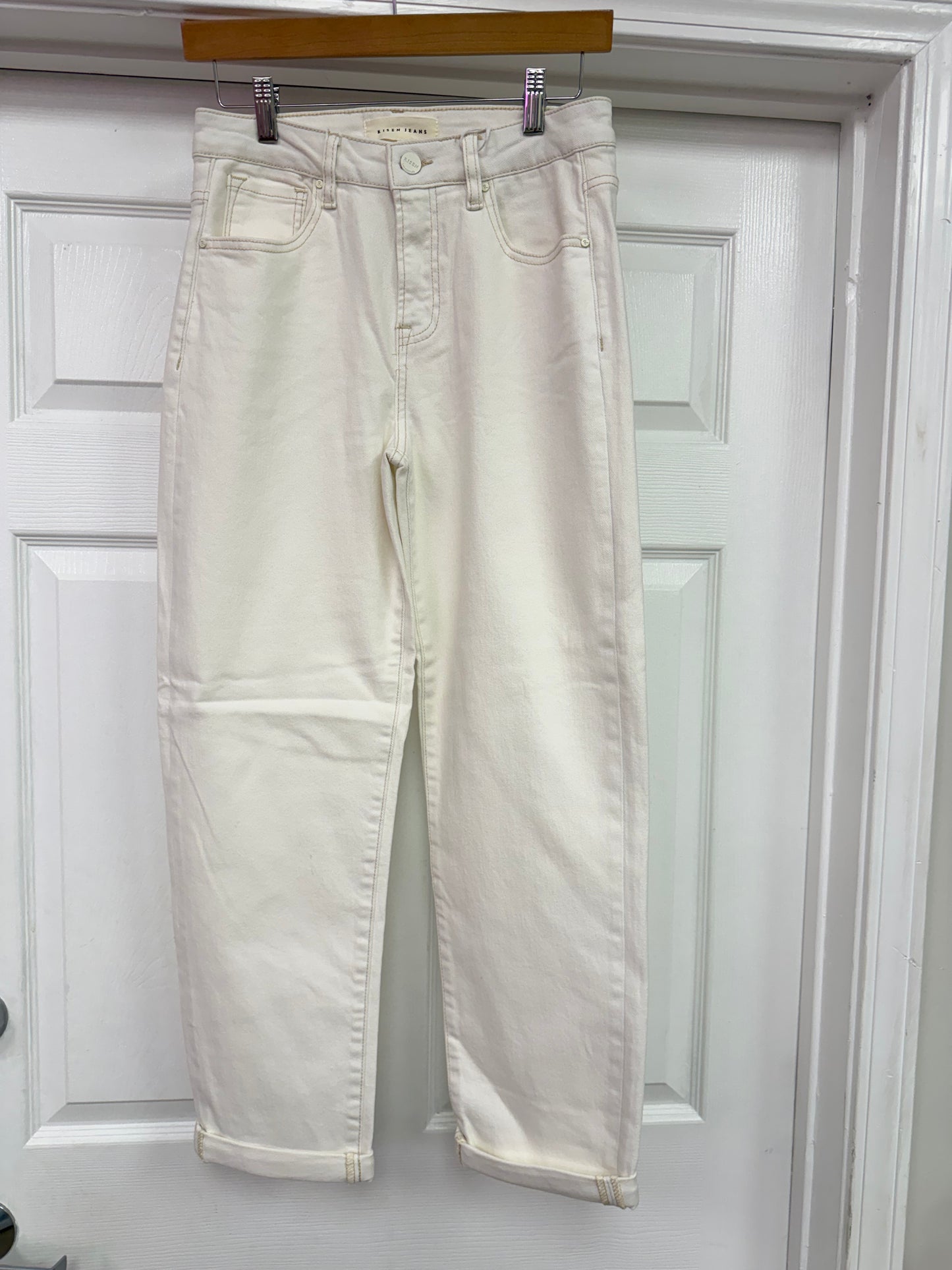 White Cuffed Boyfriend Jeans