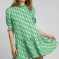 Green Pattern Mini Dress
