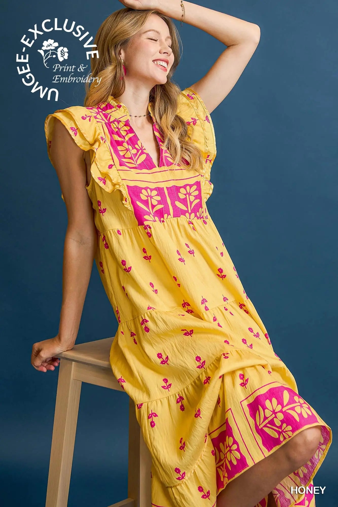 Floral Tiered Ruffle Midi Dress