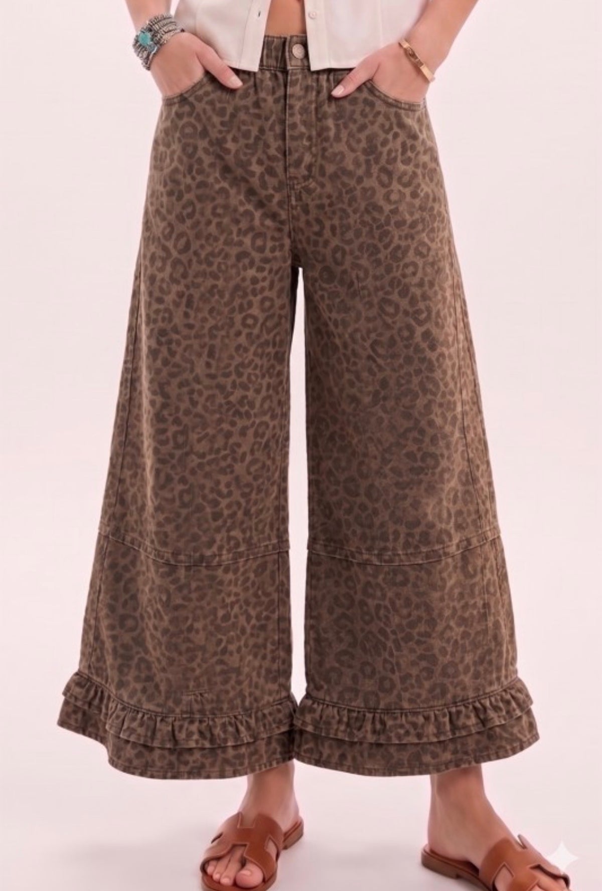 Ruffle Bottom Denim Pants