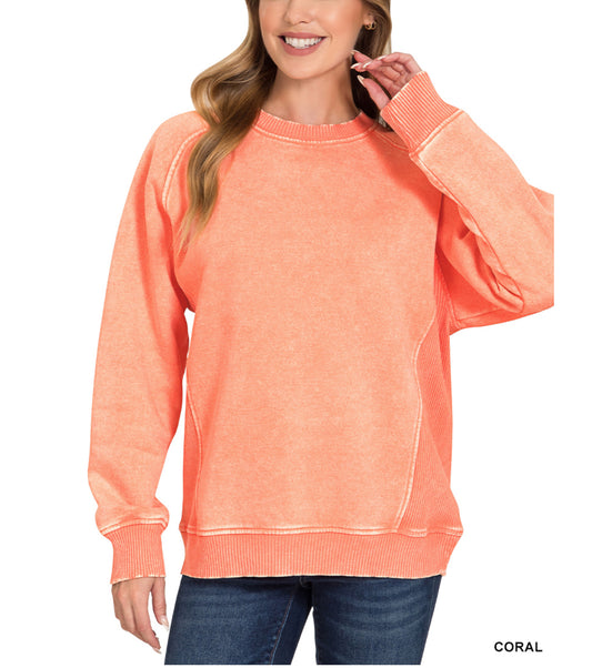 Acid Wash Fleece Sweatshirt