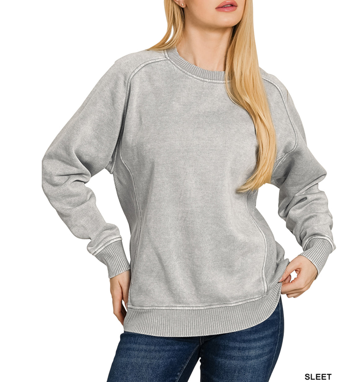 Acid Wash Fleece Sweatshirt