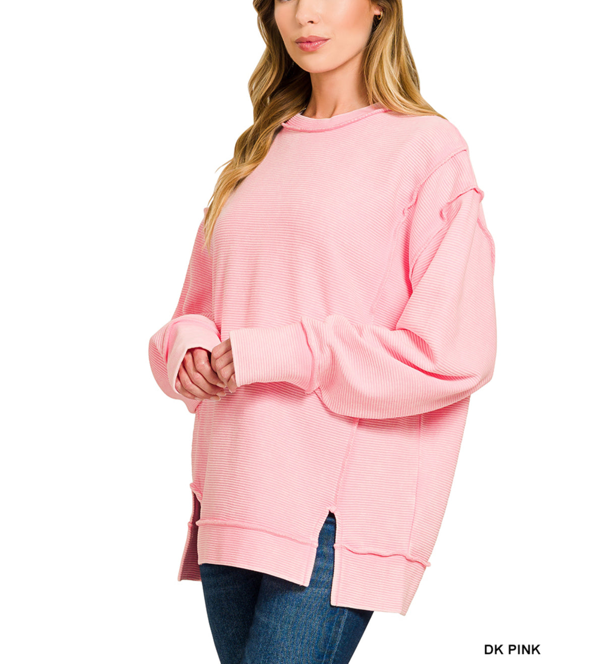 Acid Wash Ribbed Pullover