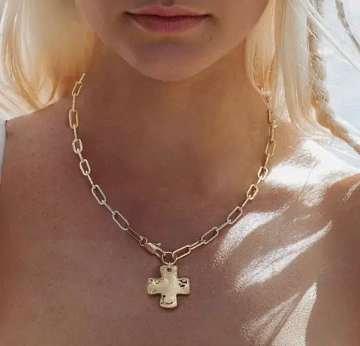 Gold Chain Cross Necklace