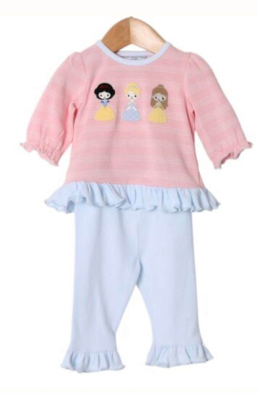 Princess Applique Ruffle Pants Set