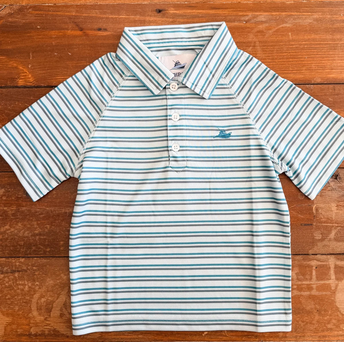 Short Sleeve Polo- Gray/Oil/Blue
