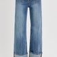 Button Down Front Patch Cuffed Jeans