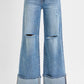 Medium Mid Rise Wide Cuffed Jeans