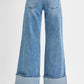 Medium Mid Rise Wide Cuffed Jeans