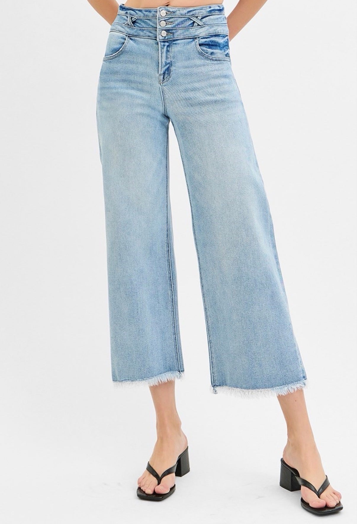 Light Wash Band Detail Jeans