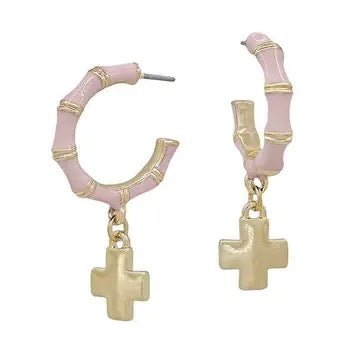 Blush Pink Cross Earrings