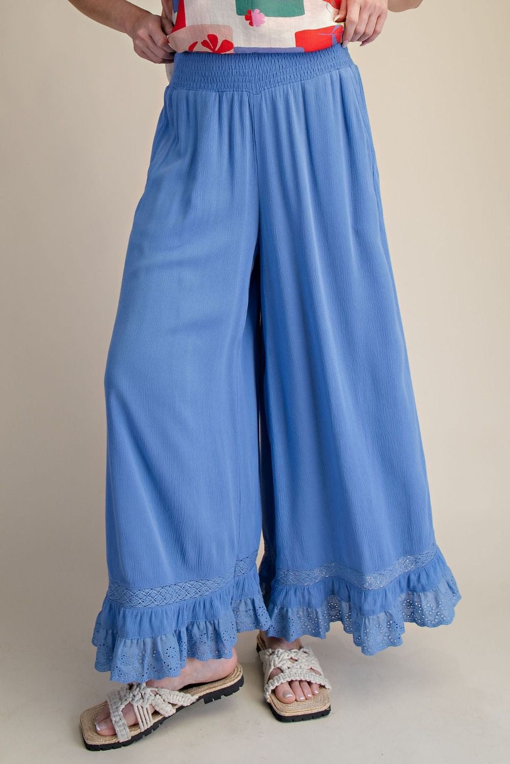 Ruffle Bottom Gauze Pants