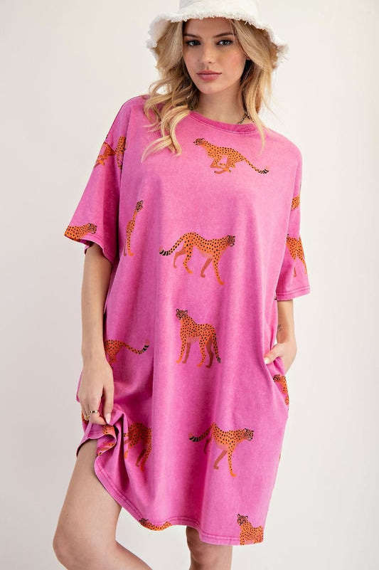 Cheetah Design T-Shirt Dress