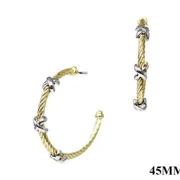 Gold Wire Earrings With Silver